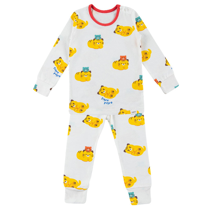 Single Spandex Brushed Fabric pajamas set Little Tiger