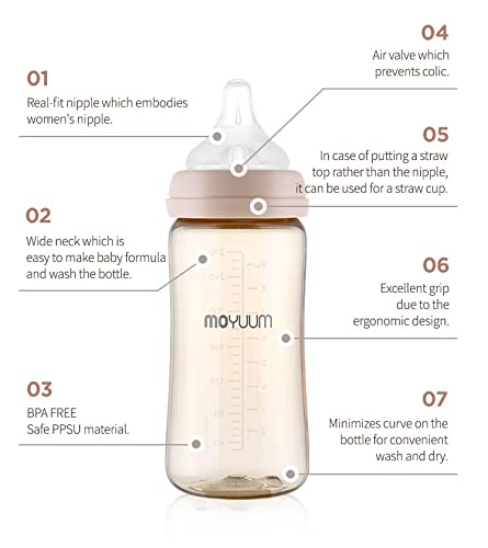 MOYUUM PPSU All in One Feeding Bottle, Cloud Edition, No Nipple, 9oz (Sage)  : : Baby