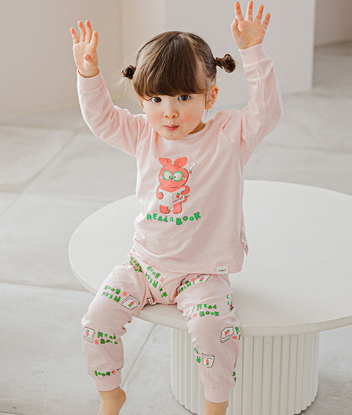 Korean Spring Cotton Cartoon Cow Pajamas Sets for Baby Boys and Girls