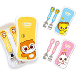 Stainless Steel Spoon Fork Set with Case -Animals (2+ Years Old)