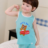 Kids Summer Seeveless Shirt Cotton Cool Mesh Pajamas Set - Joy Bear