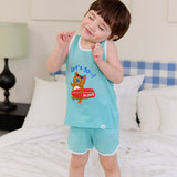 Kids Summer Seeveless Shirt Cotton Cool Mesh Pajamas Set - Joy Bear