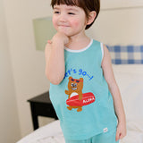 Kids Summer Seeveless Shirt Cotton Cool Mesh Pajamas Set - Joy Bear