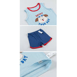 Kids Summer Seeveless Shirt Cotton Cool Mesh Pajamas Set - Marine Puppy