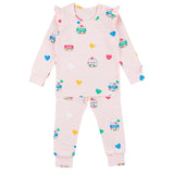 Single Spandex Brushed Fabric pajamas set-Candy Day