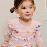 Single Spandex Brushed Fabric pajamas set-Candy Day