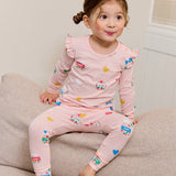 Single Spandex Brushed Fabric pajamas set-Candy Day