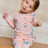 Single Spandex Brushed Fabric pajamas set-Candy Day