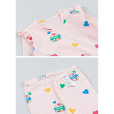 Single Spandex Brushed Fabric pajamas set-Candy Day