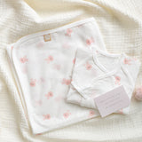 BABY & I Summer Soft Newborn Gift Set (Kimono Bodysuit+Baby Gloves+Swaddle)