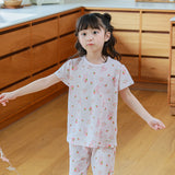 Kids Summer Short Shirt Cotton Cool Mesh Pajamas Set - Lana Rabbit